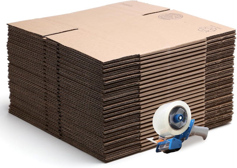 The Boxery صناديق شحن كرتونية مضلعة بنية/كرافت 14"x12"x4" - عبوة 100 صندوق | للتغليف، التعبئة، النقل والتخزين للأعمال/المنزل – متينة - صديقة للبيئة، قابلة لإعادة التدوير - مصنوعة في الولايات المتحدة الأمريكية - Image 4